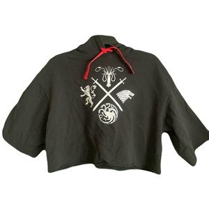 Game of Thrones Pullover Cropped Black Hoodie Mid Sleeve Women’s Large HBO